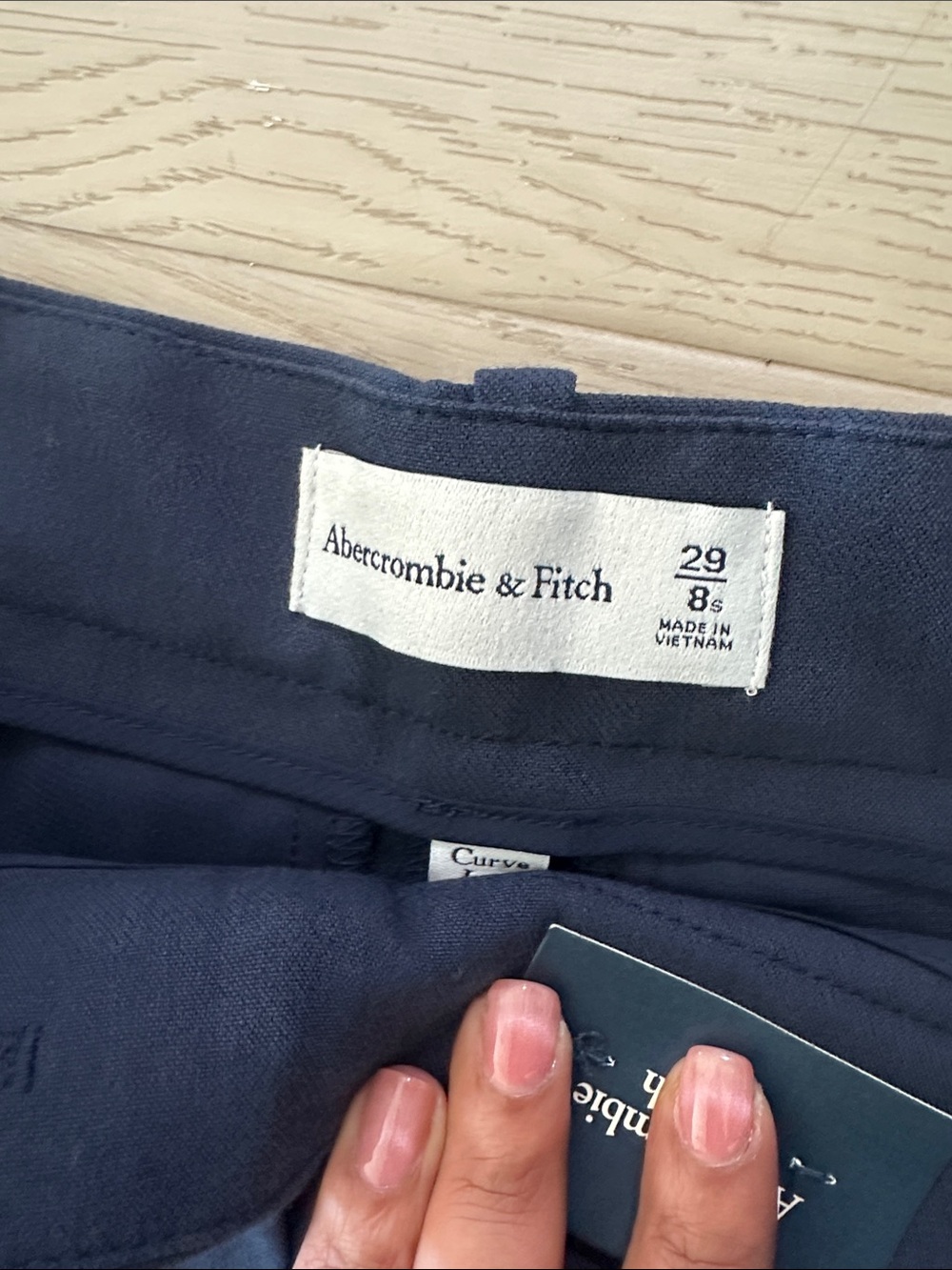 Abercrombie & Fitch Dark Navy Pleated Wide-Leg Trousers - Picture 4 of 4